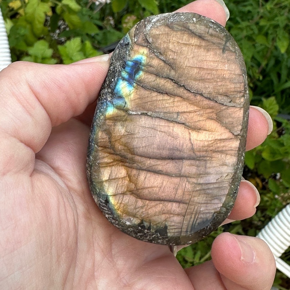 Large Natural Golden and Pink and Blue Labradorite Specimen - Picture 9 of 13